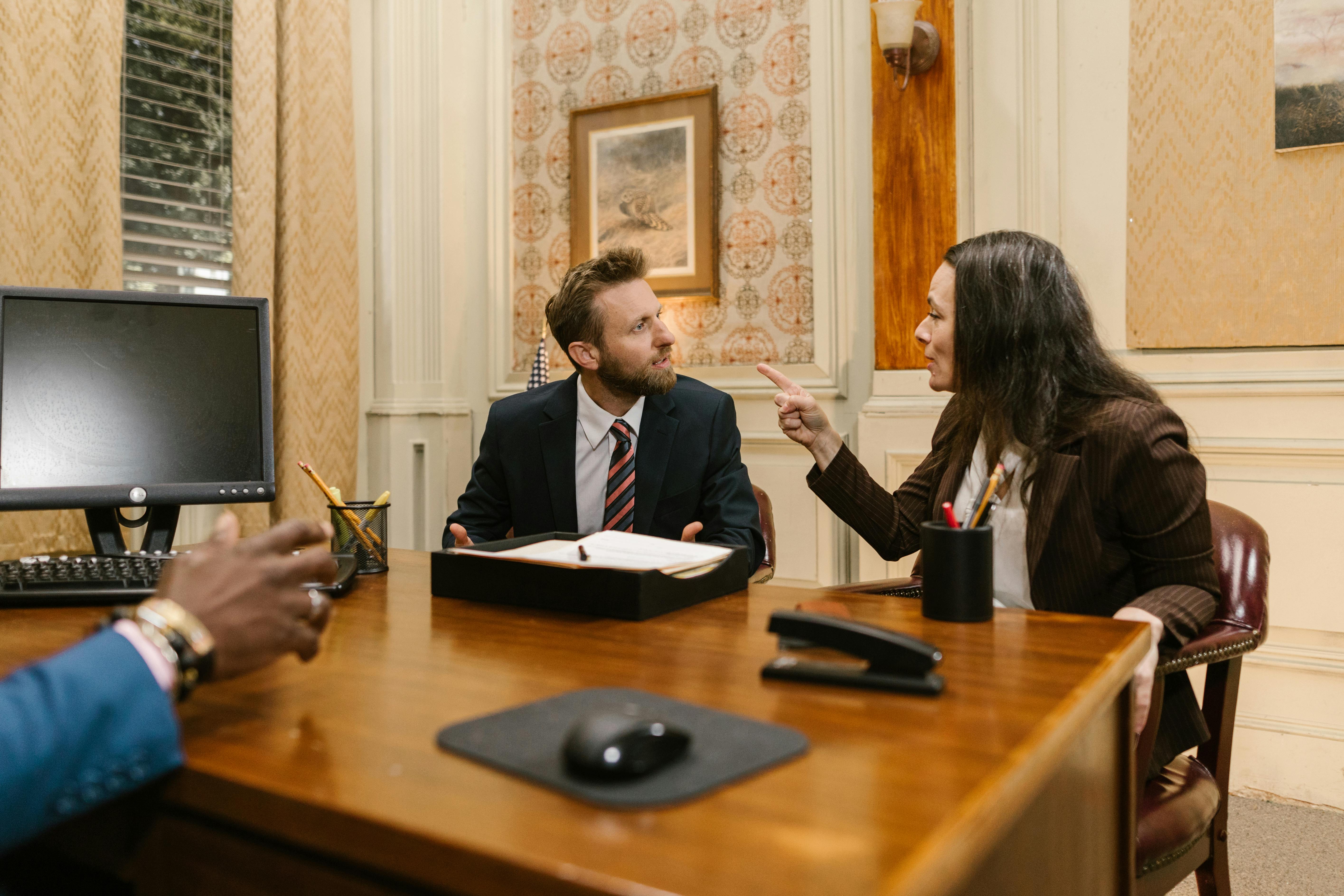 arguing in front of lawyer