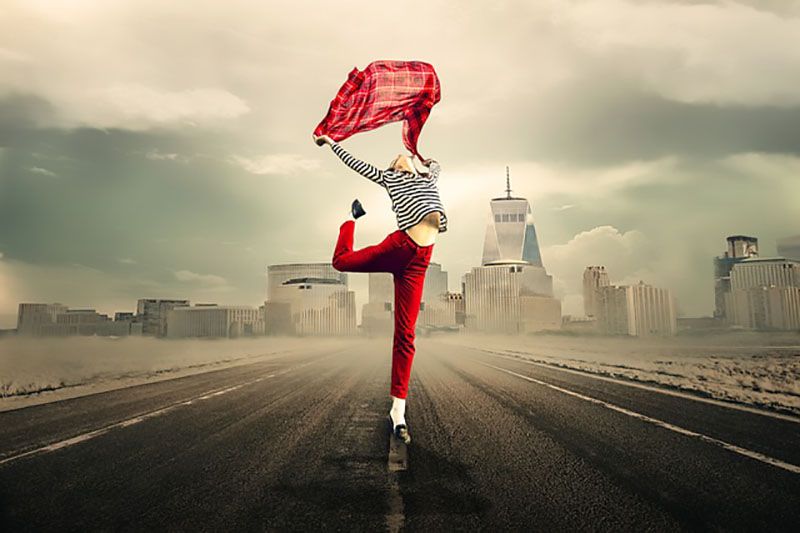 dancing girl on road