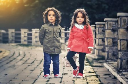 stone bridge with kids