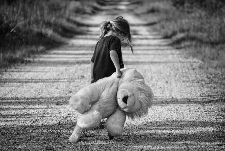 little girl with teddy bear