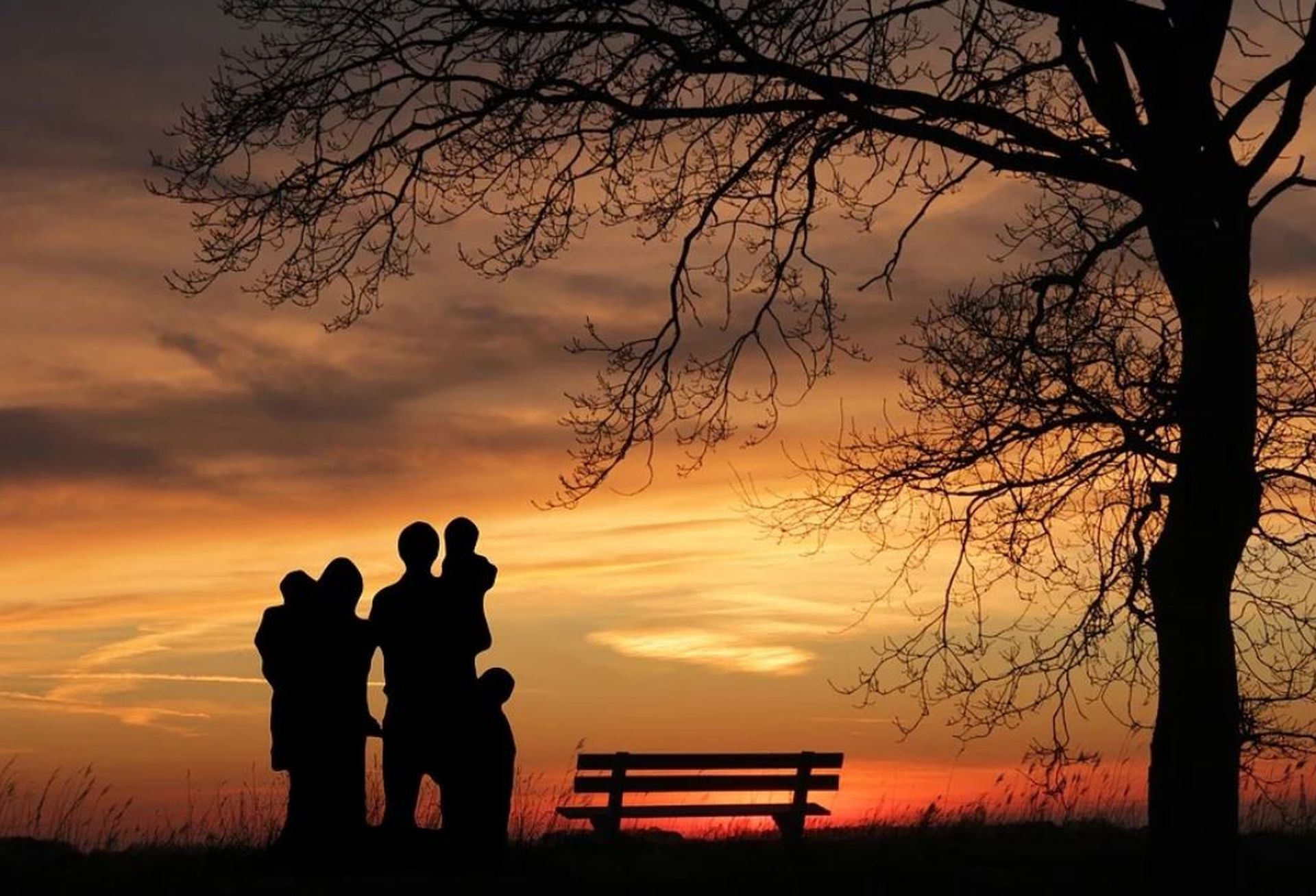 family at sunset