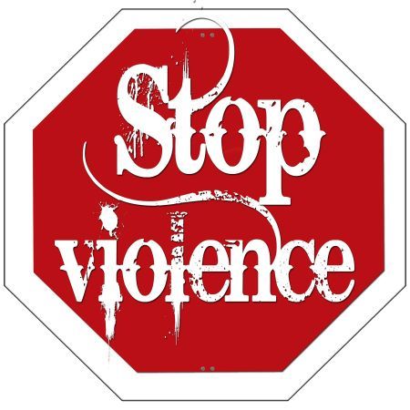 stop sign that says "stop violence"