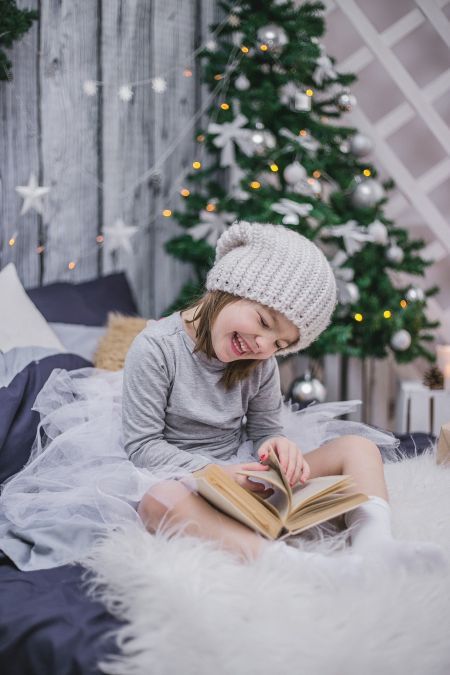 child reading book